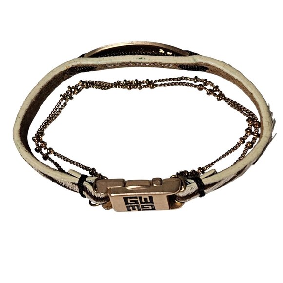 Good Works Walk By Faith Leather Gold Tone Chain Bracelet Engraved Clasp - Picture 5 of 7